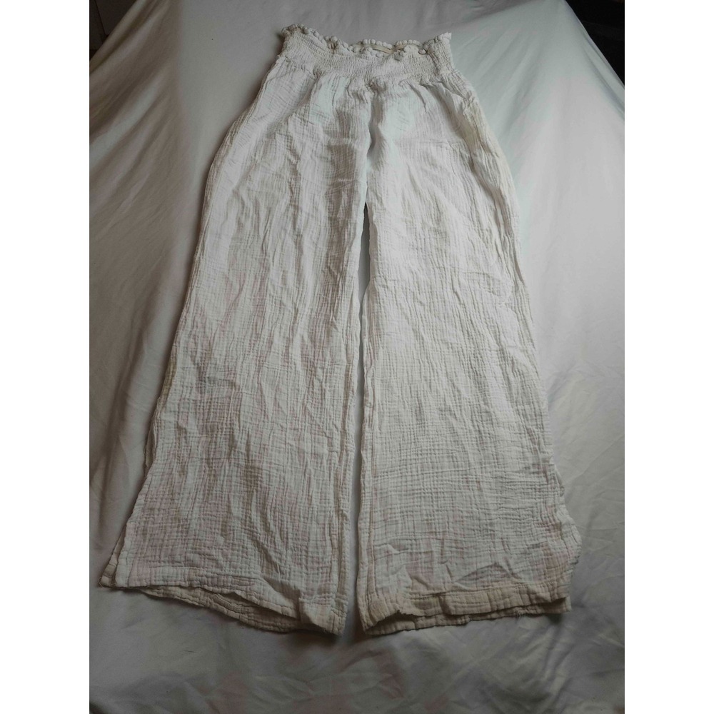 Heroes & Dreamers Pants Womens Large Ivory Palazzo Coastal Grandma Beach Gauzy